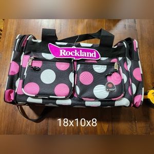 Black with pink and white dots tote